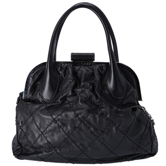 CHANEL Wild Stitch Expandable Frame Tote Bag Black Leather - Picture 1 of 7